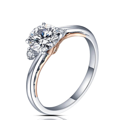 925 Silver 18K Rose Gold Plated Moissanite Diamond Ring