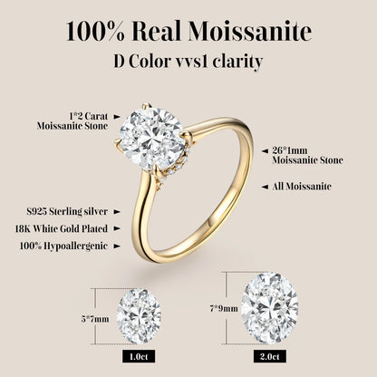 2.0CT Oval Cut Moissanite Halo Ring