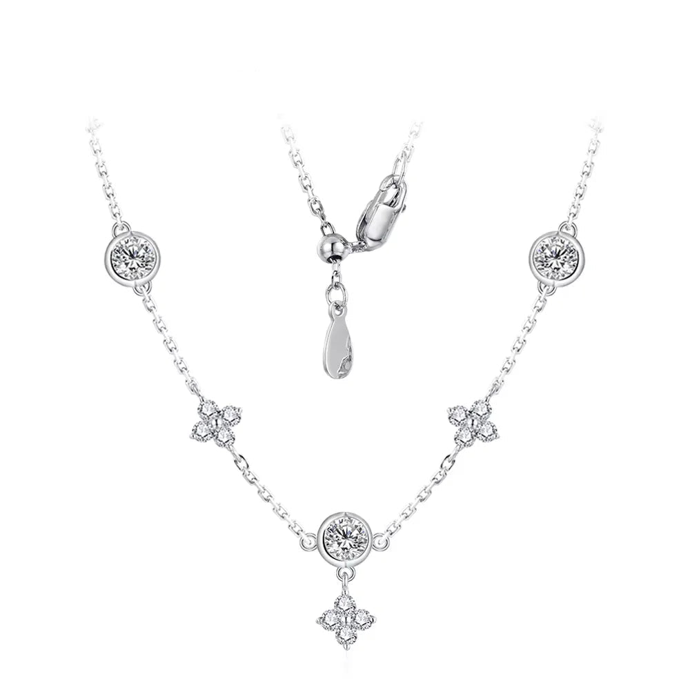 Luxury D-Color Flower Pendant Necklace