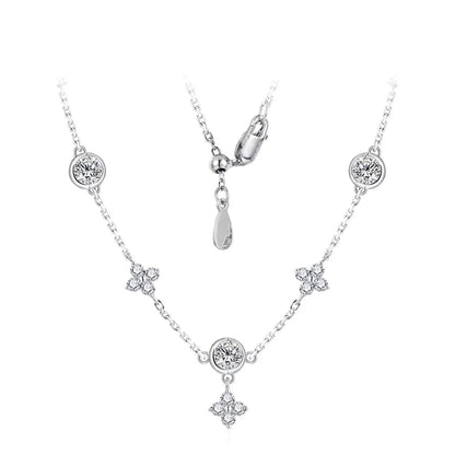Luxury D-Color Flower Pendant Necklace