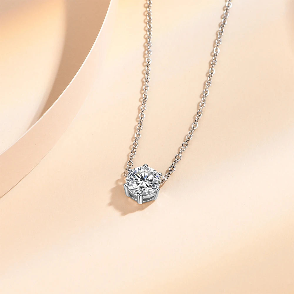 925 Sterling Silver Moissanite Pendant Necklace